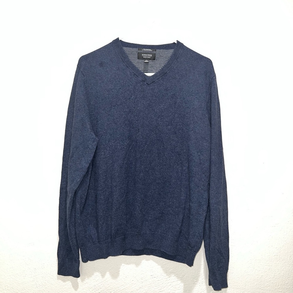 Nordstrom Blue Cashmere Blend V-Neck Sweater